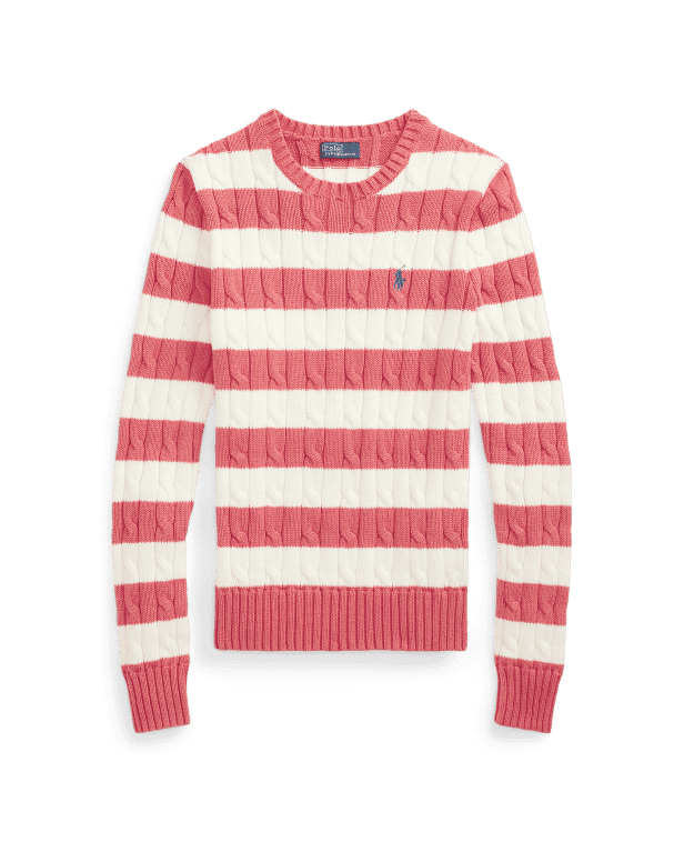 Gestreifter Pullover mit Zopfmuster 