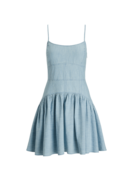 Kleid aus Baumwollchambray mit Bahnen
