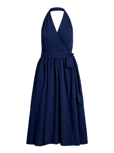 Neckholder-Wickelkleid aus Baumwolle