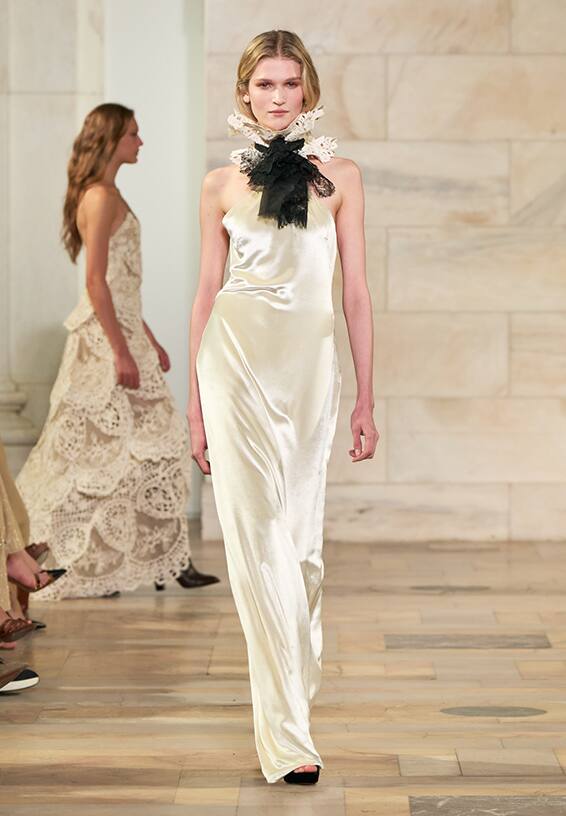 A look from Ralph Lauren’s Fall 2025 runway show shown on model.