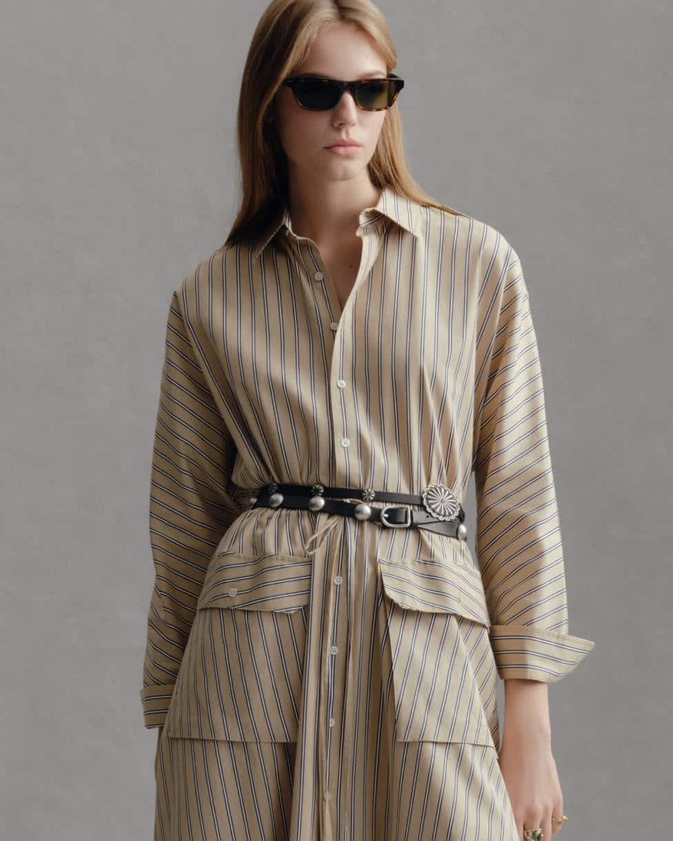 Utility-Hemdkleid mit Streifen