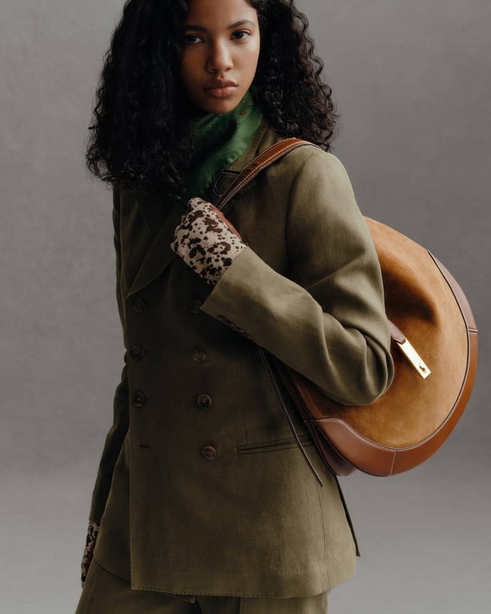 Large Polo ID Suede Shoulder Bag