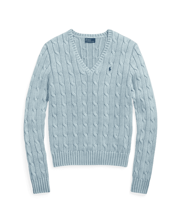 Cable-Knit Cotton V-Neck Jumper