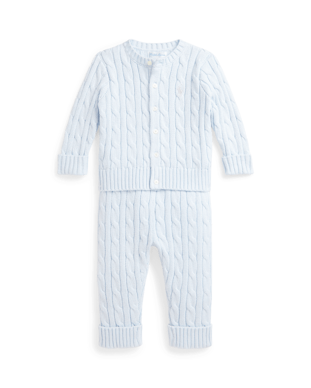 Cardigan et pantalon torsadés en coton