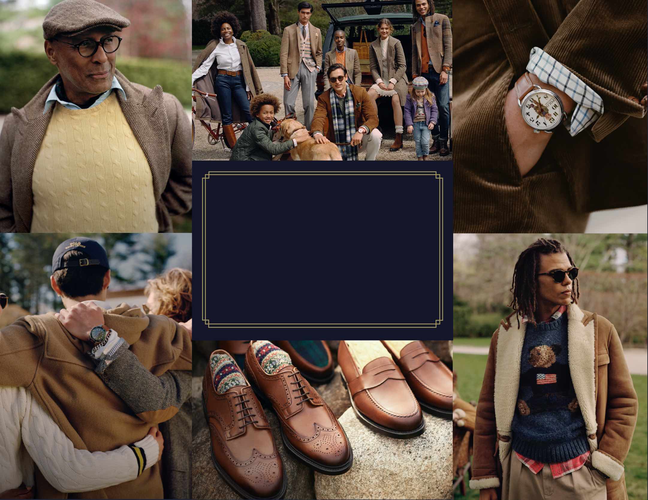 Men & women sitting on lawn in preppy Polo fall styles