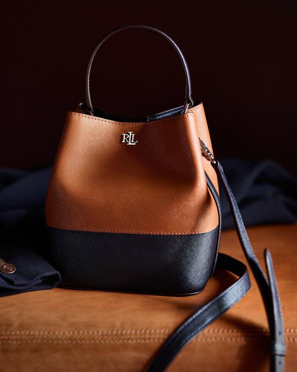 Petit sac seau Reese en cuir bicolore