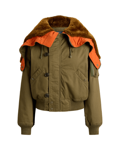 Veste d'aviateur à capuche lainée