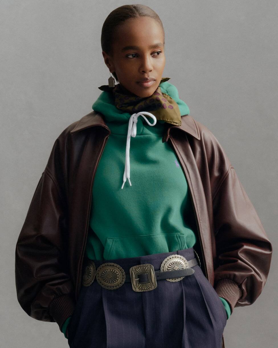 Veste bouffante zippée en cuir