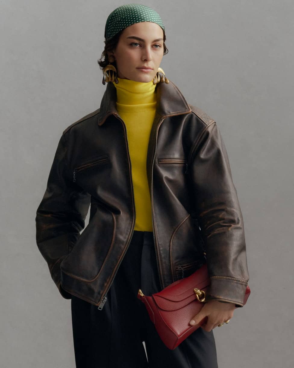Veste moto en cuir