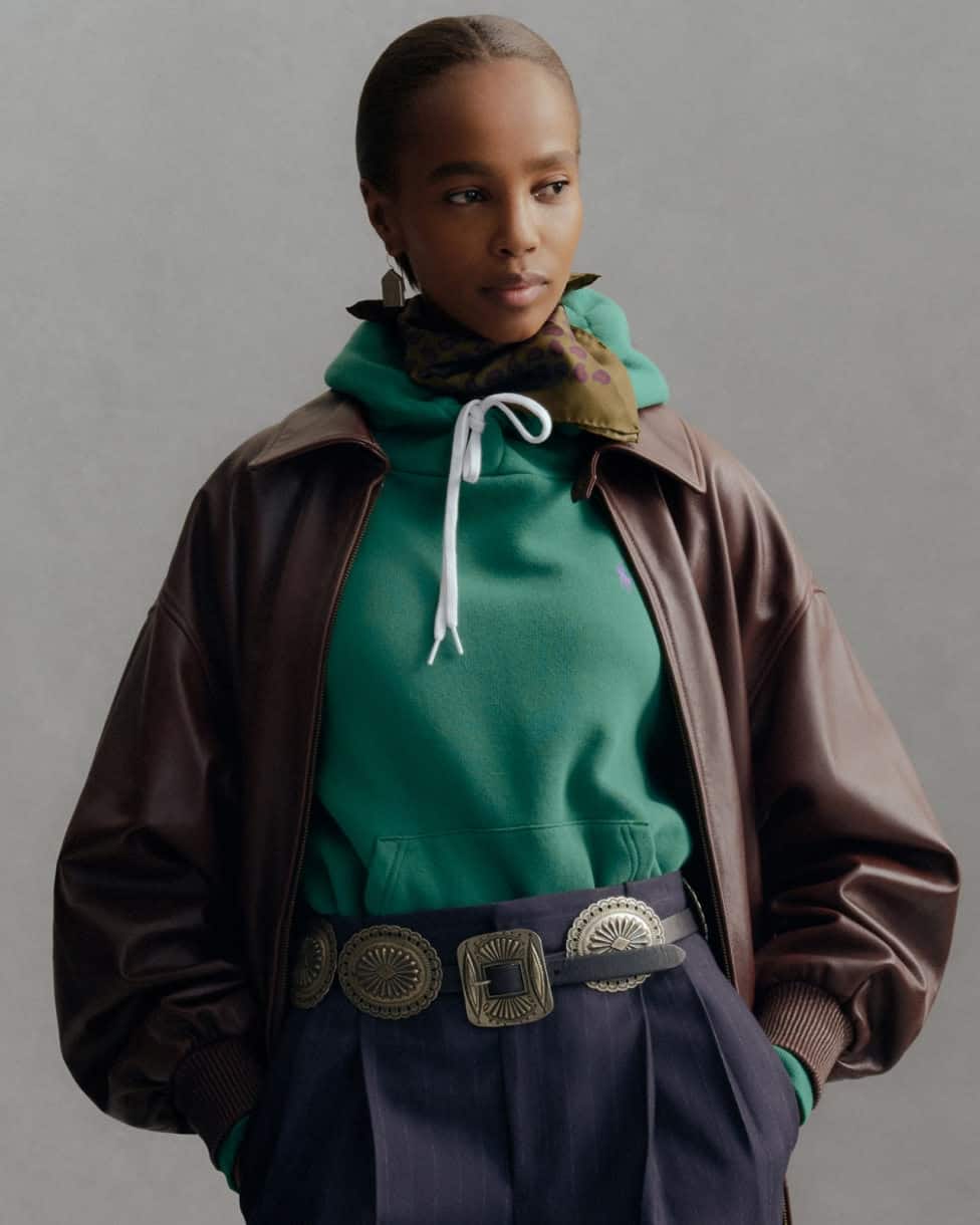 Veste bouffante zippée en cuir
