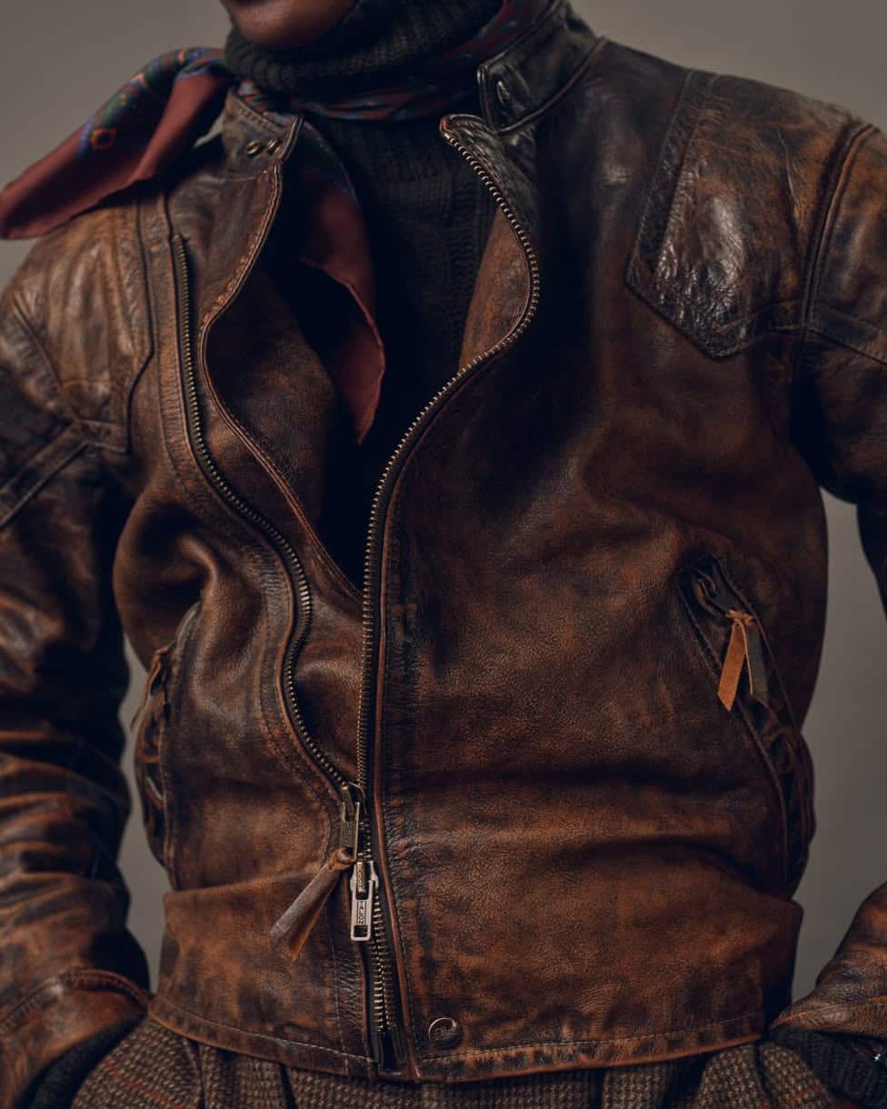 Veste moto en cuir